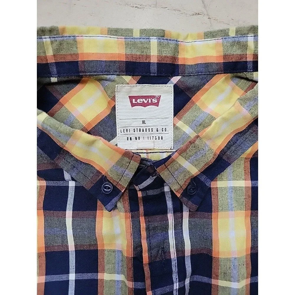 Levis‎ Mens Shirt XL Plaid Long Sleeve Button Up Yellow Levi's Egypt